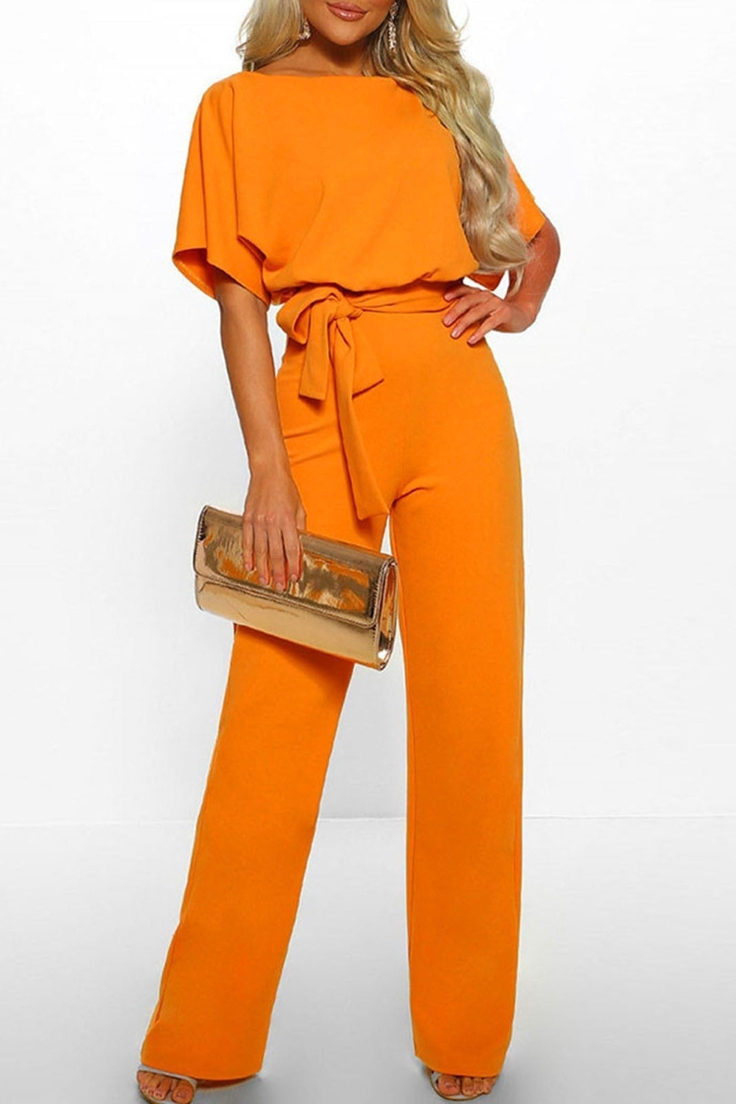 Elegant Short-Sleeve Jumpsuit with Adjustable Waist for Versatile Style 7