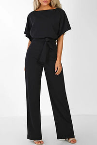 Elegant Short-Sleeve Jumpsuit with Adjustable Waist for Versatile Style 8