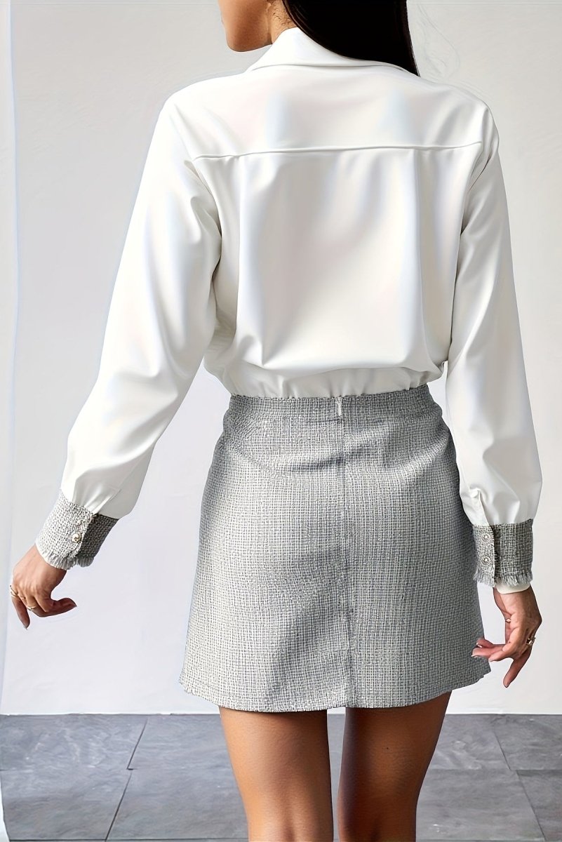Elegant Short-Sleeve Shirt and Skirt Set for Effortless Spring Style 1