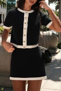 Elegant Short Sleeve Vest and Skirt Set for Sophisticated Women's Suit 1