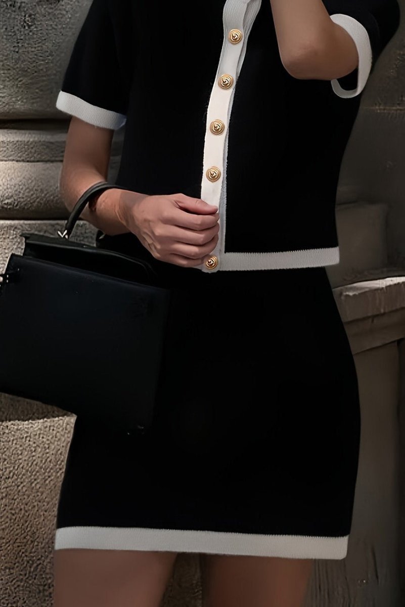 Elegant Short Sleeve Vest and Skirt Set for Sophisticated Women's Suit 3