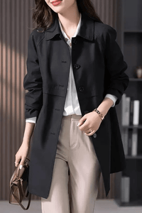 Elegant Short Trench Coat with Tailored Fit and Minimalist Closure 3