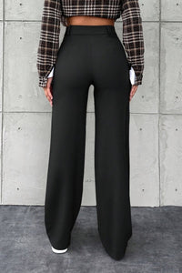 Elegant Solid Color Straight-Leg Pants in Smooth Structured Fabric 1