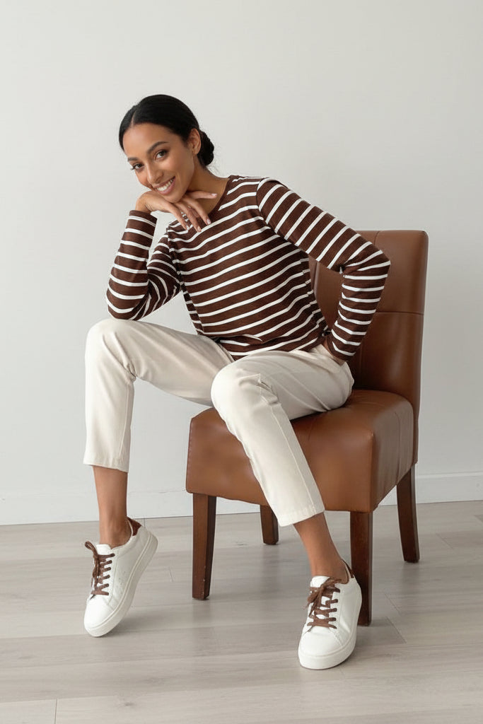 Elegant Striped T-Shirt in Silky Soft Fabric for Versatile Styling 1