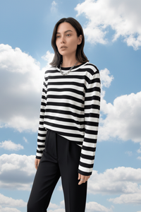Elegant Striped T-Shirt in Silky Soft Fabric for Versatile Styling 11