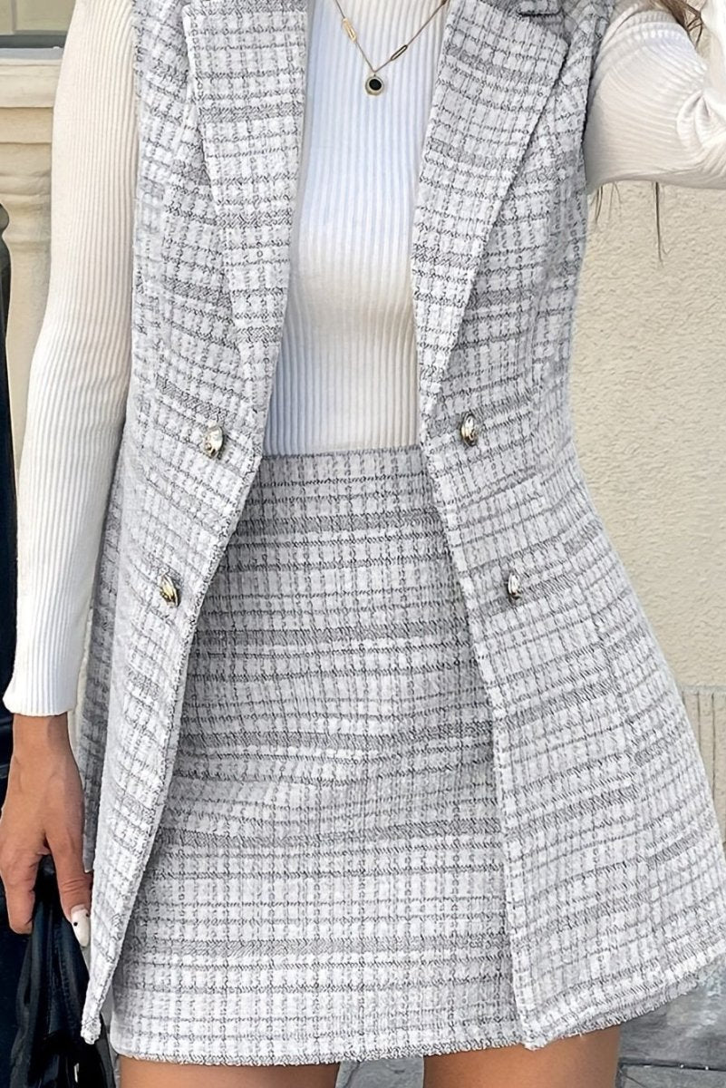 Elegant Tweed Skirt Suit Set for Chic Versatility and Timeless Style 0