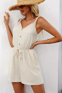 Elegant V-Neck Jumpsuit in Lightweight Linen for Effortless Summer Style 0