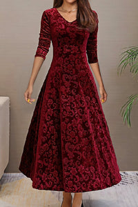 Elegant Velvet Swing Maxi Dress for Timeless Sophistication 0