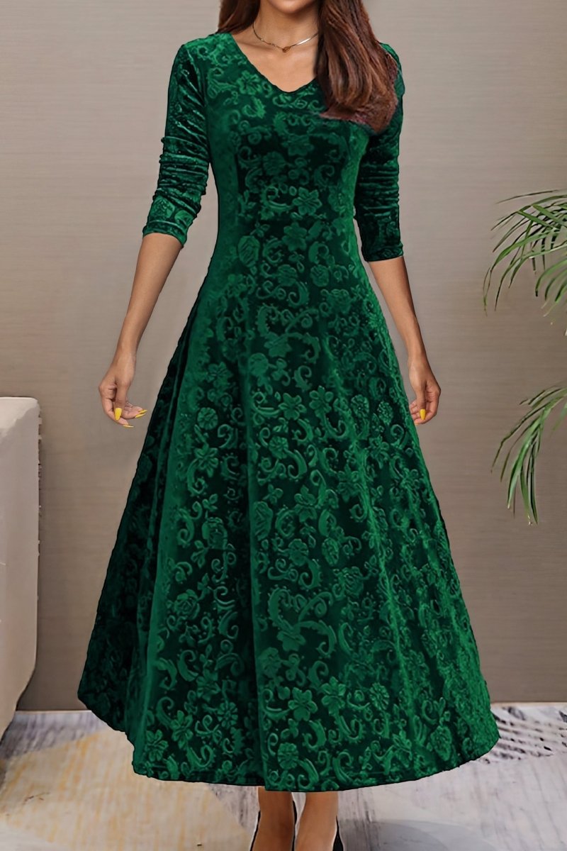 Elegant Velvet Swing Maxi Dress for Timeless Sophistication 3