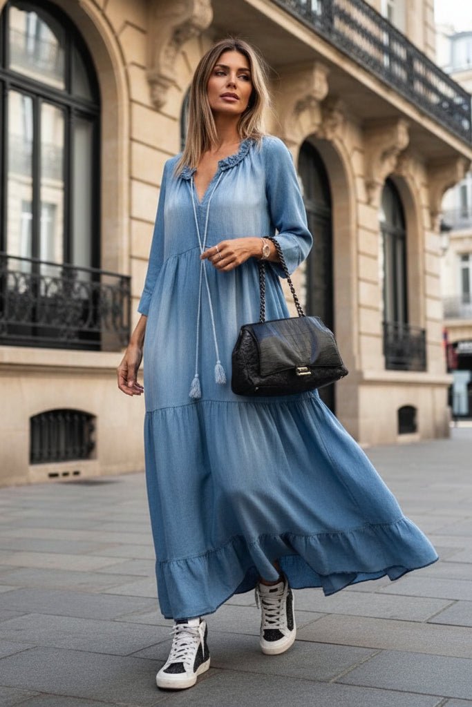 Elegant White Maxi Dress with Long Sleeves for Timeless Style and Comfort 1