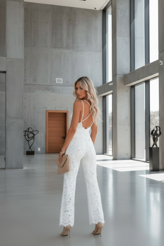 Elegant Wide-Leg Lace Jumpsuit for Effortless Style and Comfort 2