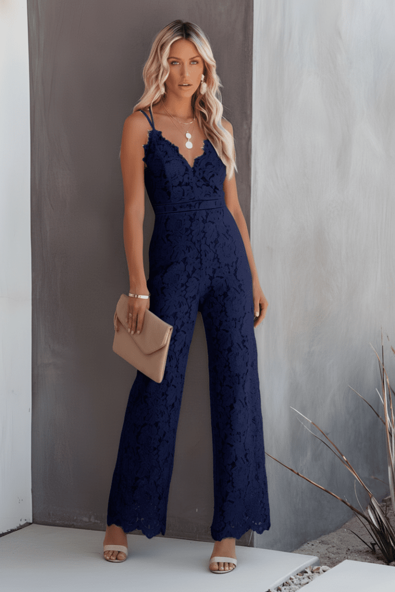 Elegant Wide-Leg Lace Jumpsuit for Effortless Style and Comfort 4