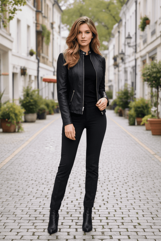 Elegant Zippered Biker Jacket for Timeless Style and Comfort 1