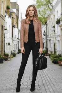 Elegant Zippered Biker Jacket for Timeless Style and Comfort 2