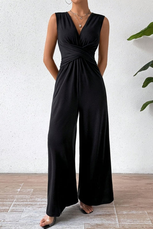 Essential Sleeveless Jumpsuit for Urban Professionals with Cinched Waist and Pockets 0