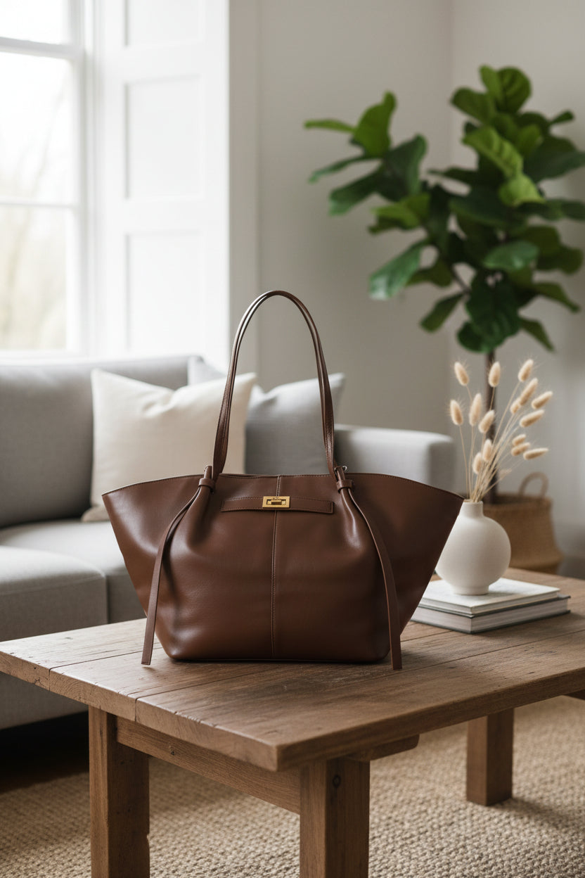 Everyday Tote Bag With Front Closure Detail