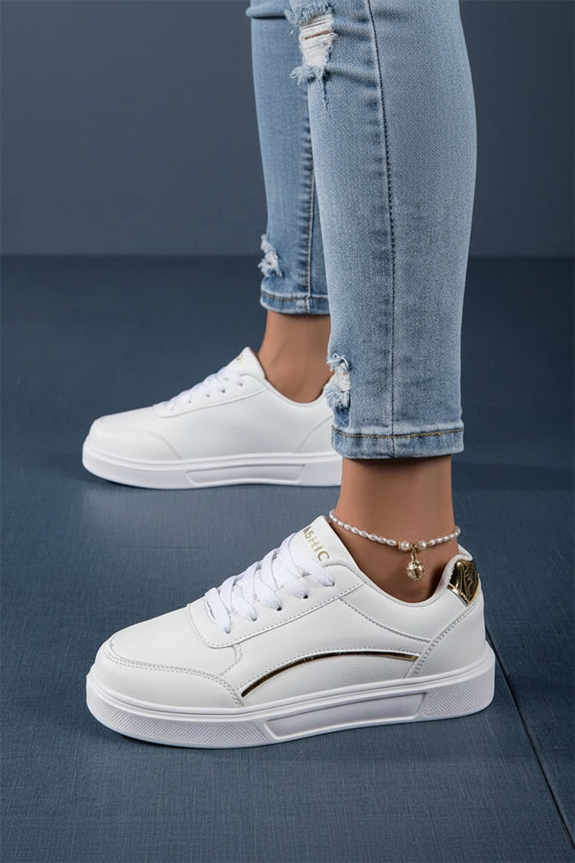 Fashion Red Skateboard Sneakers for Women - Lightweight PU Leather, Non-Slip Sole 4