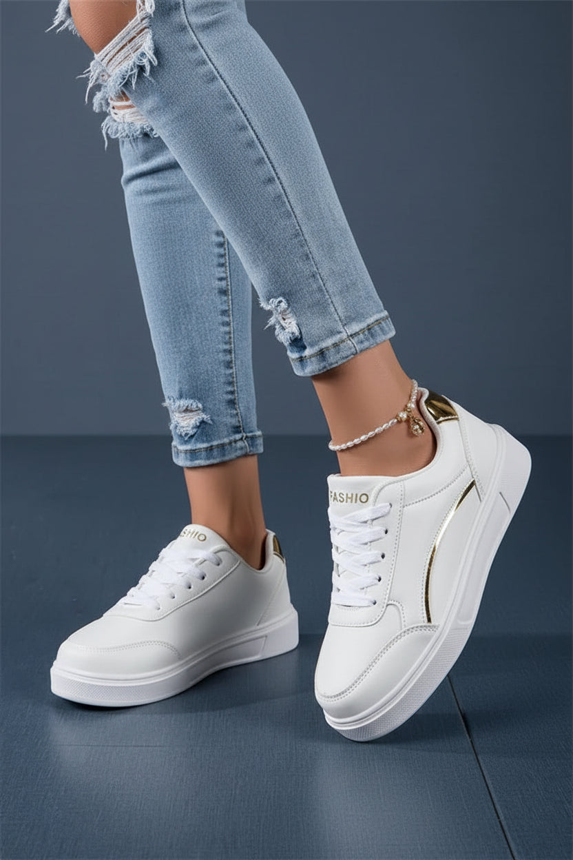Fashion Red Skateboard Sneakers for Women - Lightweight PU Leather, Non-Slip Sole 5