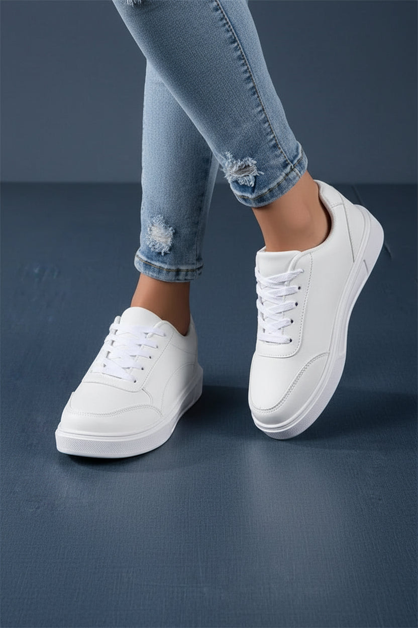 Fashion Red Skateboard Sneakers for Women - Lightweight PU Leather, Non-Slip Sole 6