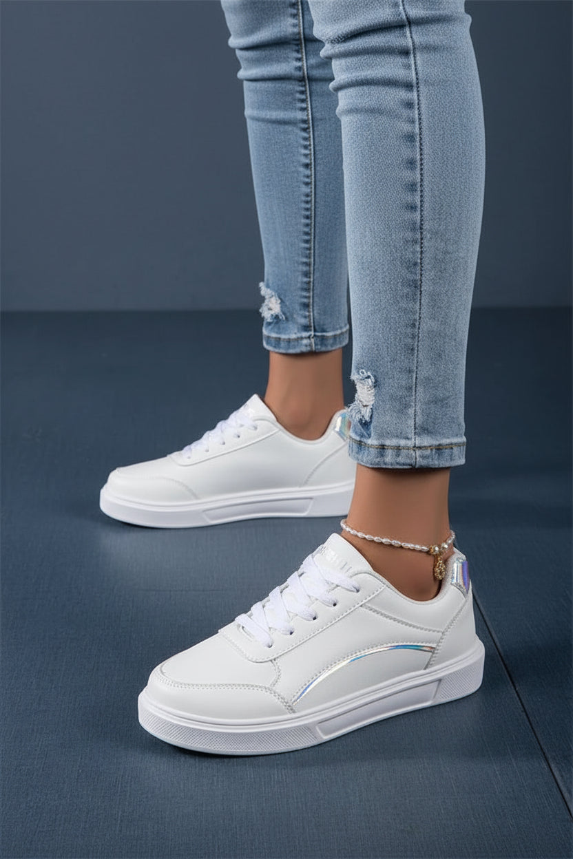 Fashion Red Skateboard Sneakers for Women - Lightweight PU Leather, Non-Slip Sole 8