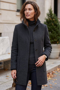 Elegant Button Front Longline Collared Coat