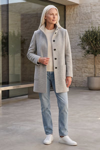 Elegant Button Front Longline Collared Coat
