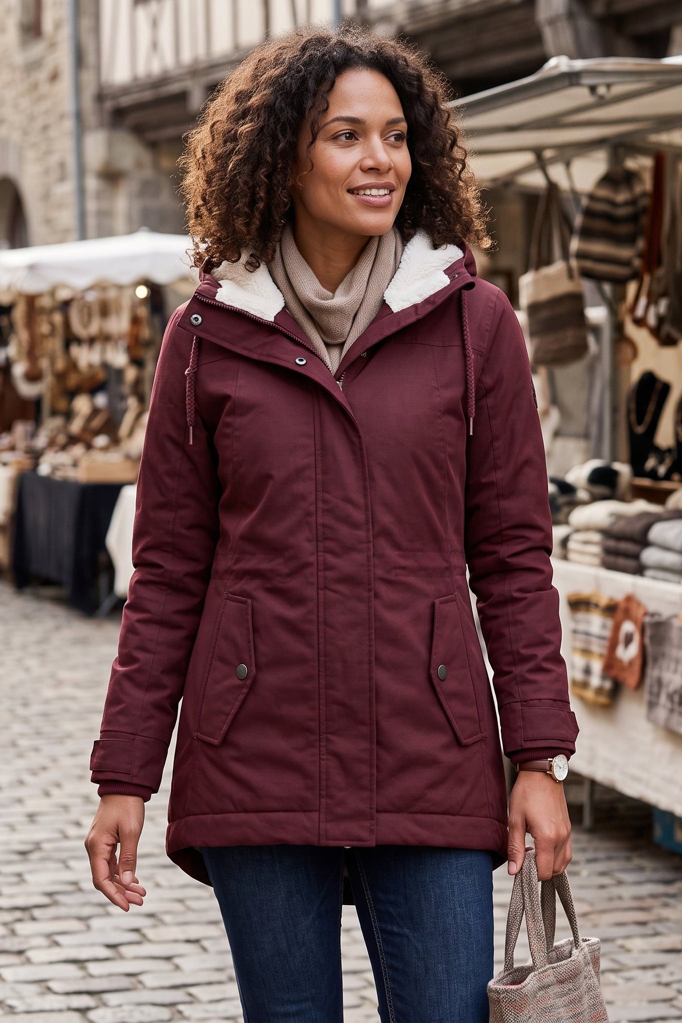 Hooded Longline Button Front Coat