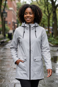 Hooded Longline Zip Front Utility Coat