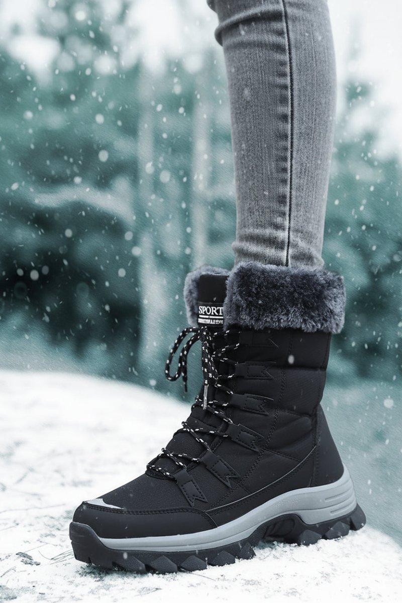 Fashionable Black Ankle Boots with Plush Lining and Supportive Sole 3
