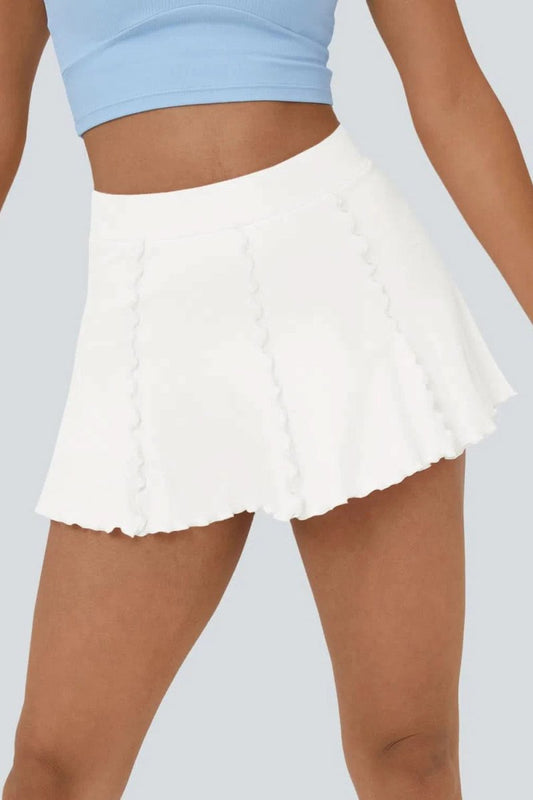 Feminine Tennis Skirt with Built-In Shorts and Flounce Hem 0