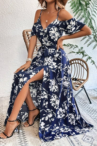 Floral Cold Shoulder Maxi Dress for Effortless Elegance 0
