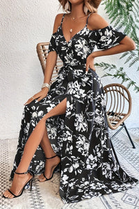 Floral Cold Shoulder Maxi Dress for Effortless Elegance 2