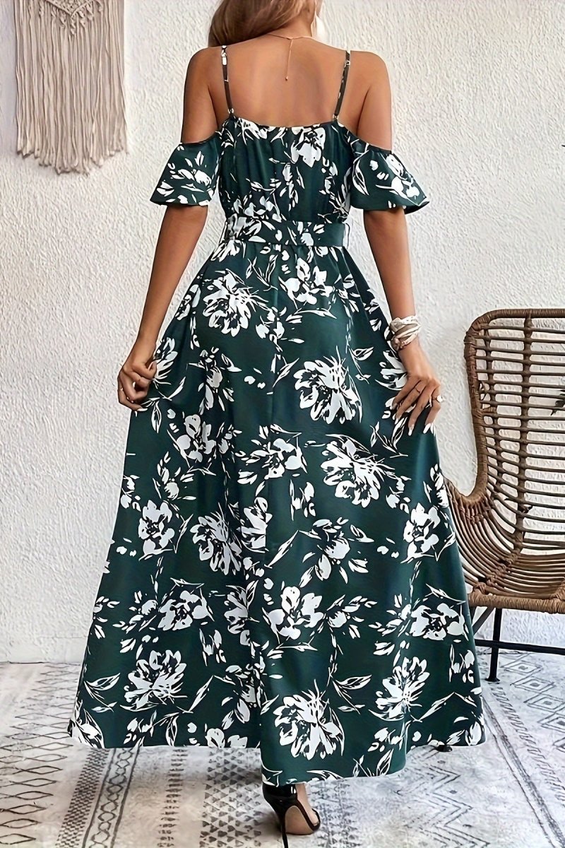 Floral Cold Shoulder Maxi Dress for Effortless Elegance 5