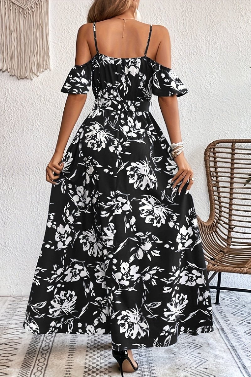Floral Cold Shoulder Maxi Dress for Effortless Elegance 6