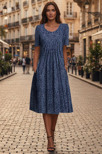 Blütenhaven Taschen-Midikleid