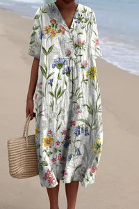 Floral V-Neck Summer Dress in Lightweight Cotton for Effortless Style 2