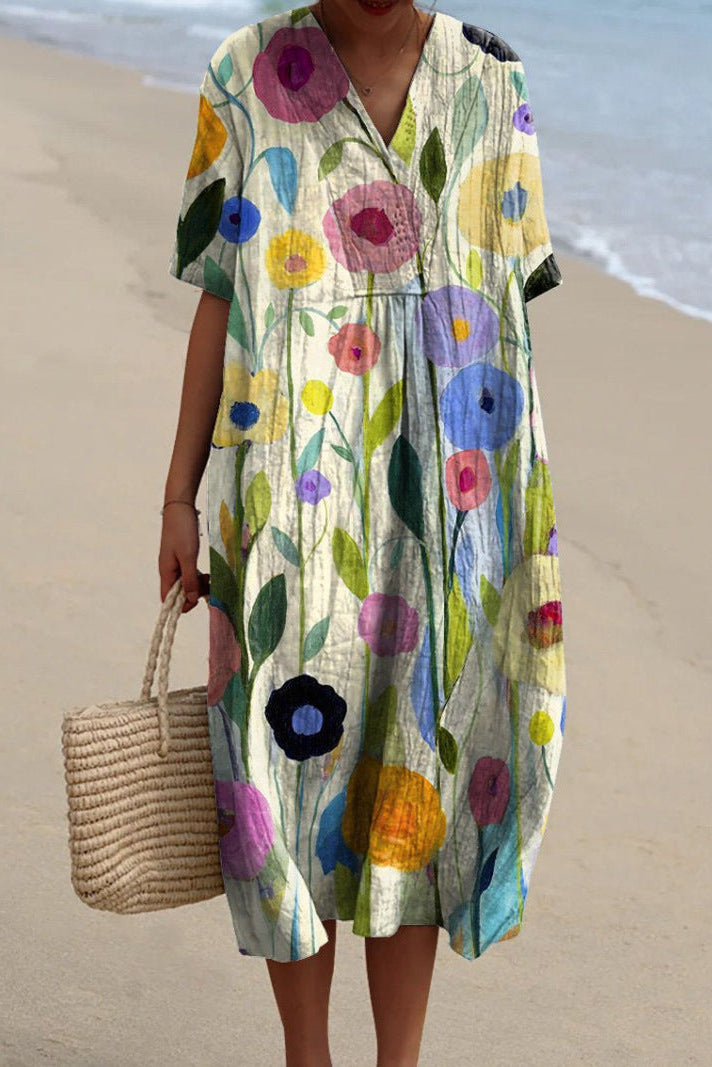 Floral V-Neck Summer Dress in Lightweight Cotton for Effortless Style 5