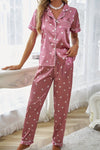 Glossy Heart Print Lounge Set for Cozy Comfort and Style 0