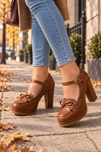 Mary-Jane-Pumps mit Riemchen und Schleife