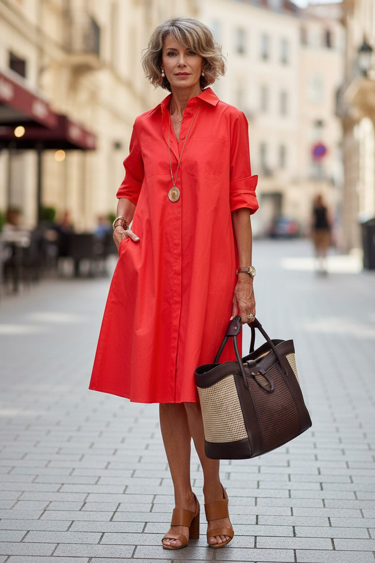 A-Line Shirt Dress with Pockets