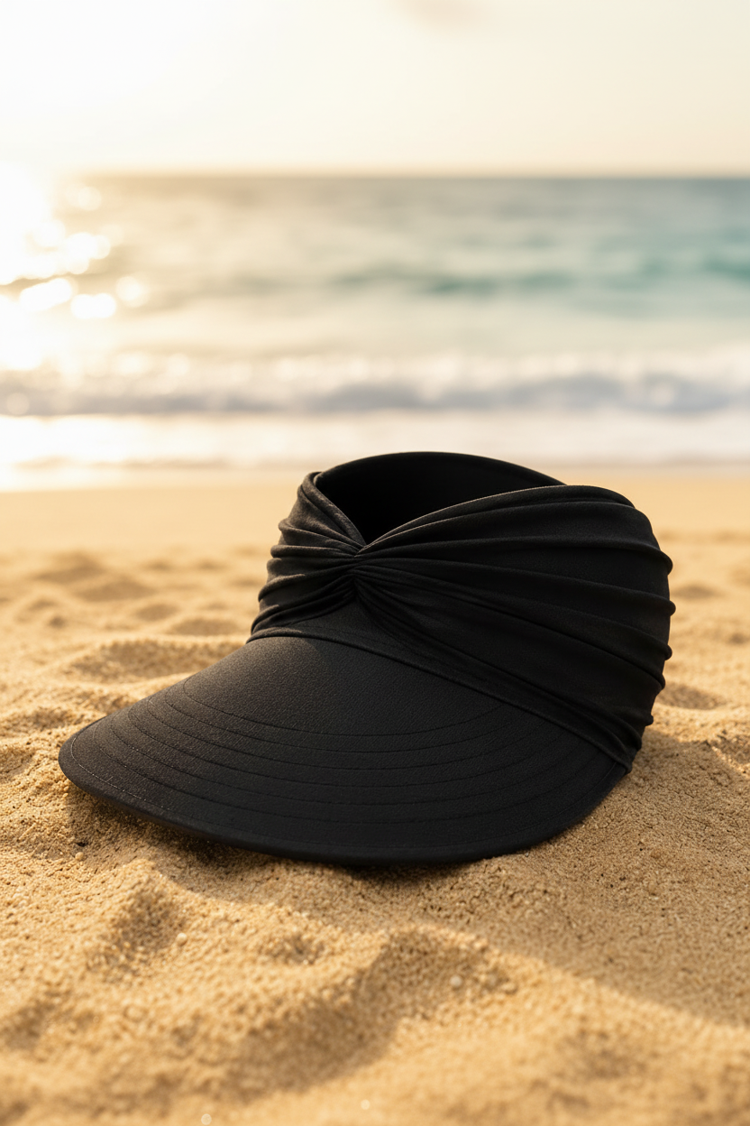 Ruched Wide Brim Sun Visor With UPF 50+