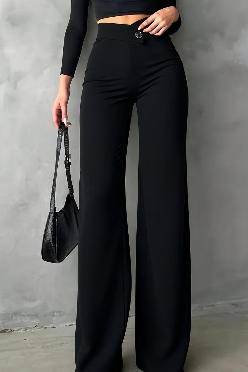 High-Waist Black Trousers in Smooth Fabric for Effortless Elegance 5