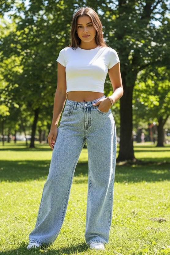 High-Waist Wide-Leg Jeans for Effortless Elegance 2