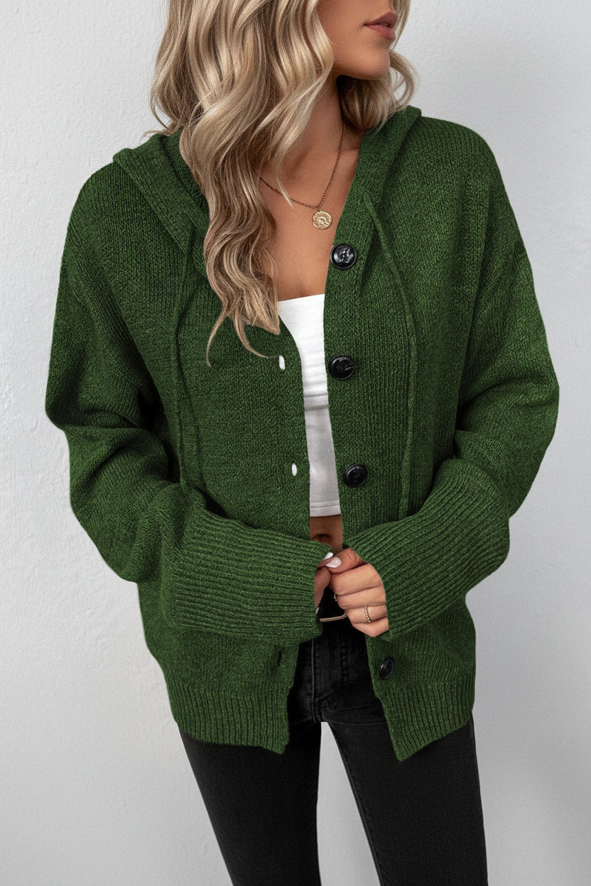Hooded Cardigan with Drawstring for Effortless Layering 1