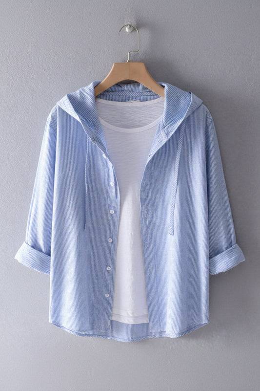 Hooded Long Sleeve Top with Adjustable Drawstring for Effortless Comfort 0