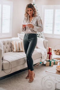 Sequin Party Top with Long Sleeves