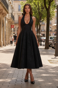 Flared Halter Midi Dress