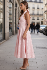 Flared Halter Midi Dress