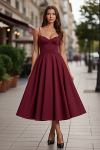 Sweetheart Neckline Midi Dress