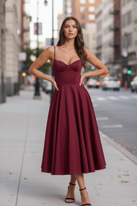 Sweetheart Neckline Midi Dress